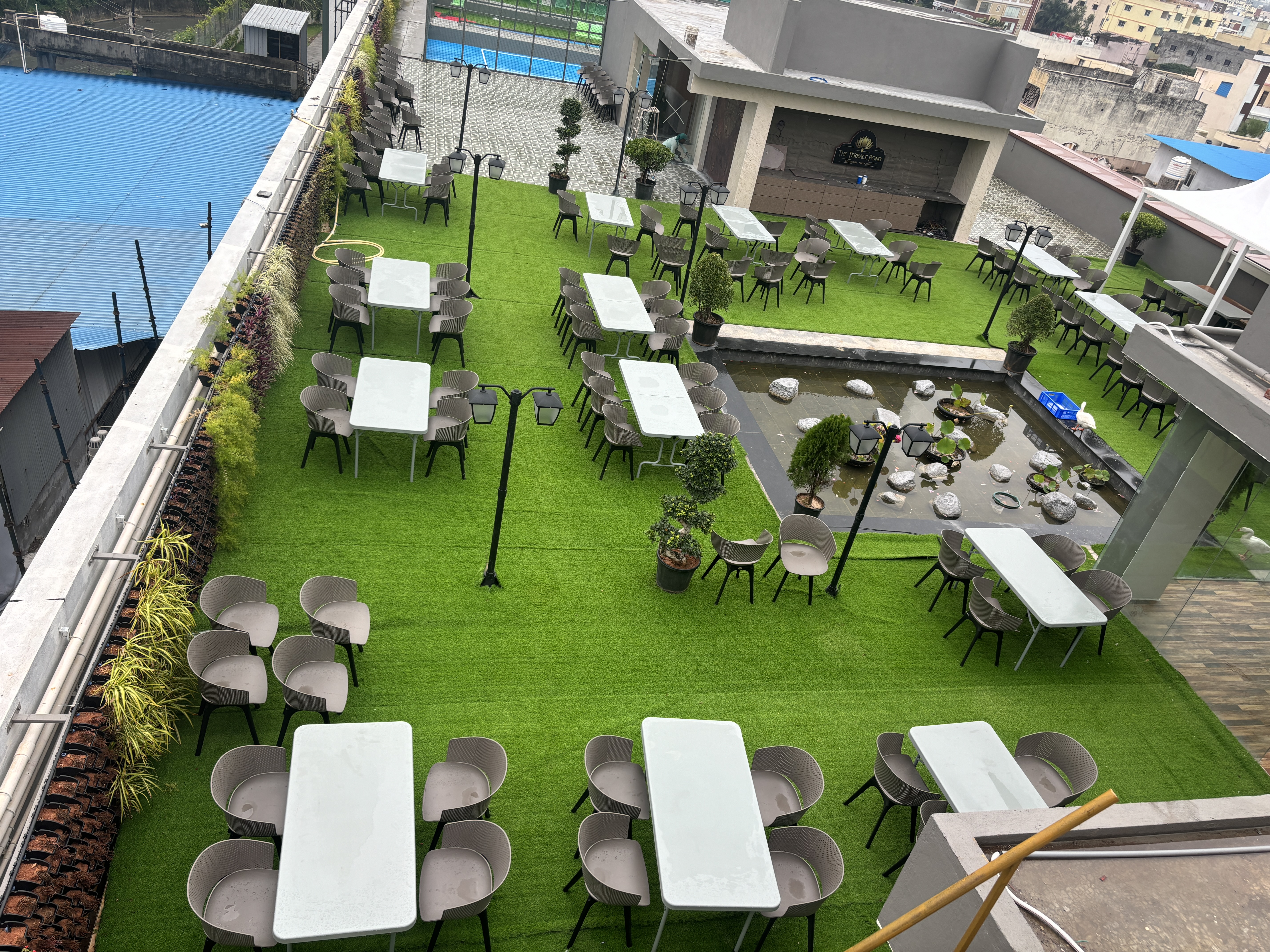 Small gathering setup on terrace